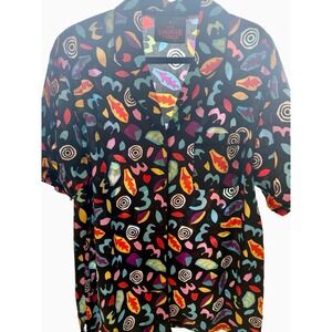 Stranger Things Netflix Button Up Shirt‎ L Retro 80s Camp Graphic Cotton